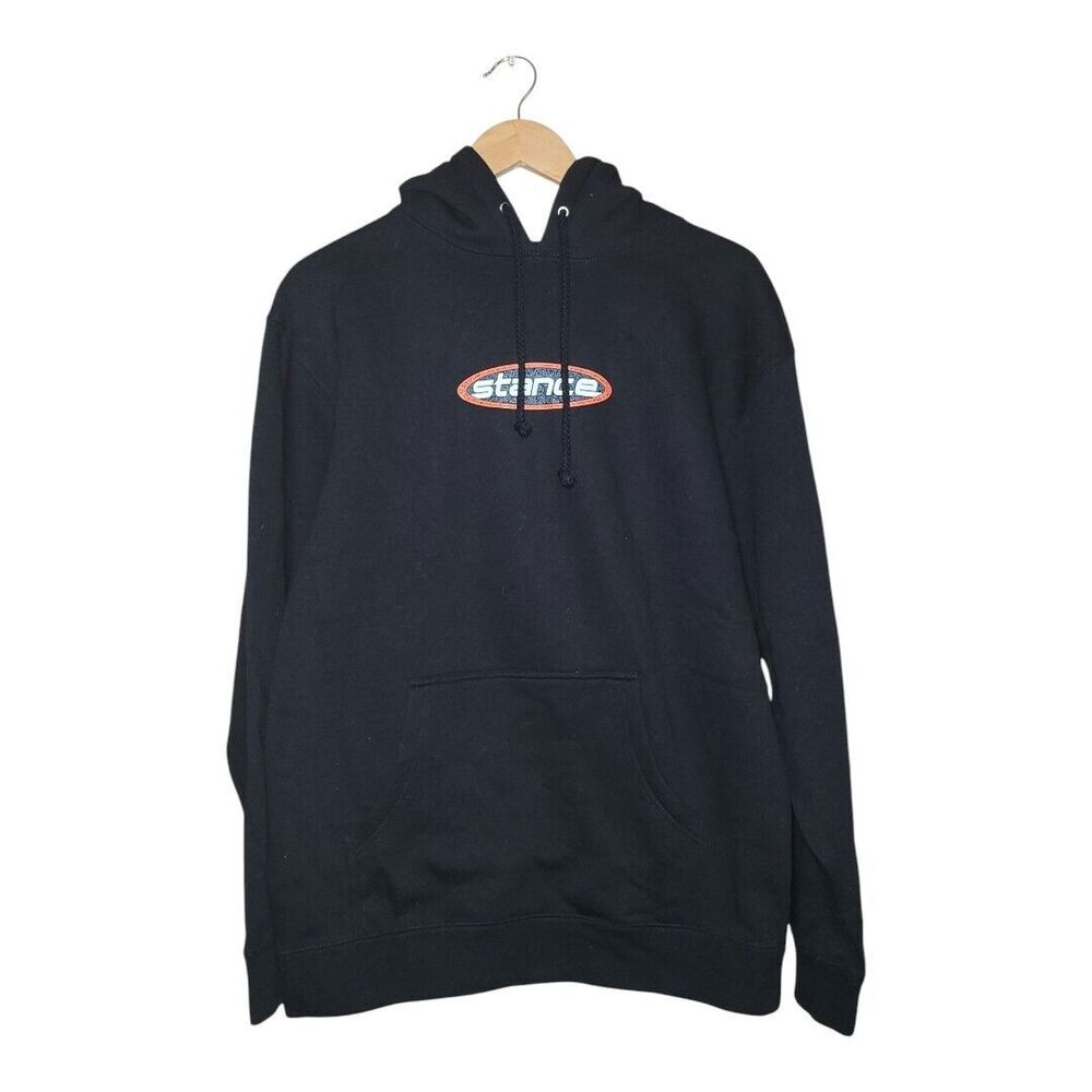 NWOT Stance Black Hooded Pullover Sweatshirt Men's Size Medium Cotton Blend